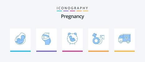 Pregnancy Blue 5 Icon Pack Including venus. child. pregnant. birth. time. Creative Icons Design vector