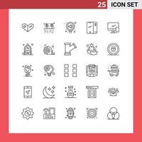 Line Pack of 25 Universal Symbols of computer android pr mobile phone Editable Vector Design Elements