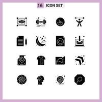 Modern Set of 16 Solid Glyphs and symbols such as data fitness ampere avatar athlete Editable Vector Design Elements