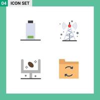 Mobile Interface Flat Icon Set of 4 Pictograms of battery goal communication tower american backup Editable Vector Design Elements