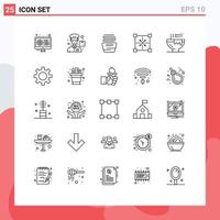 25 Line concept for Websites Mobile and Apps drink shape clothes programing design Editable Vector Design Elements