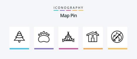 mapa alfiler línea 5 5 icono paquete incluso signo. gas estación. transporte. gas. naturaleza. creativo íconos diseño vector