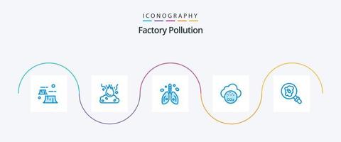 Factory Pollution Blue 5 Icon Pack Including co pollution. air. pollution. organ. heart vector