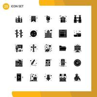 Universal Icon Symbols Group of 25 Modern Solid Glyphs of search play easter game box Editable Vector Design Elements