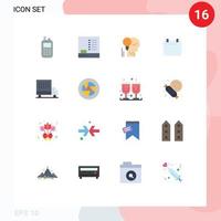 Group of 16 Modern Flat Colors Set for date calender brain success personal Editable Pack of Creative Vector Design Elements