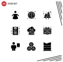 Stock Vector Icon Pack of 9 Line Signs and Symbols for package cloud cityscape box love Editable Vector Design Elements