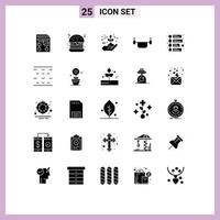 Universal Icon Symbols Group of 25 Modern Solid Glyphs of vehicles outline protection drone grow Editable Vector Design Elements