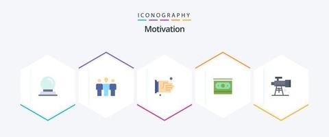 motivación 25 plano icono paquete incluso espacio. astronomía. apretón de manos. motivación. dólar vector