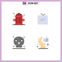 Modern Set of 4 Flat Icons Pictograph of firefighter shape outfit refresh brain Editable Vector Design Elements