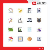 16 Universal Flat Colors Set for Web and Mobile Applications day learning media knowledge book Editable Pack of Creative Vector Design Elements