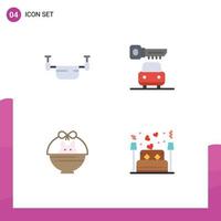 4 Thematic Vector Flat Icons and Editable Symbols of air cart transportation key nature Editable Vector Design Elements