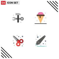 Group of 4 Flat Icons Signs and Symbols for computing graphic design it solutions ice scissors Editable Vector Design Elements