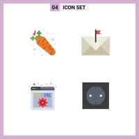 4 Universal Flat Icon Signs Symbols of carrot api nutrition email development Editable Vector Design Elements