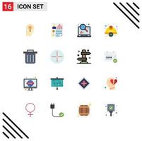 Group of 16 Flat Colors Signs and Symbols for safety construction report cap optimization Editable Pack of Creative Vector Design Elements