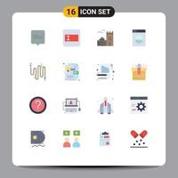 Mobile Interface Flat Color Set of 16 Pictograms of graphic design idea firewall communication cable Editable Pack of Creative Vector Design Elements