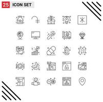 Group of 25 Modern Lines Set for australia icebox earth day fridge graphic Editable Vector Design Elements