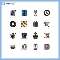Universal Icon Symbols Group of 16 Modern Flat Color Filled Lines of camera signal fathers day connection rabbit Editable Creative Vector Design Elements