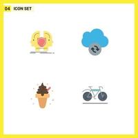 Editable Vector Line Pack of 4 Simple Flat Icons of man food identity data sweets Editable Vector Design Elements