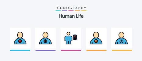 Human Line Filled 5 Icon Pack Including profile. description. avatar. body. shipment. Creative Icons Design vector