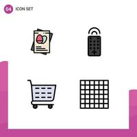 Universal Icon Symbols Group of 4 Modern Filledline Flat Colors of passpoet shopping cart easter tv layout Editable Vector Design Elements