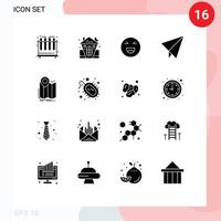 Pack of 16 creative Solid Glyphs of navigation location chat gps paper Editable Vector Design Elements