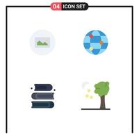 Pack of 4 Modern Flat Icons Signs and Symbols for Web Print Media such as image paint ui world arbor Editable Vector Design Elements