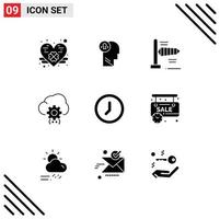 Set of 9 Commercial Solid Glyphs pack for interface process air development coding Editable Vector Design Elements