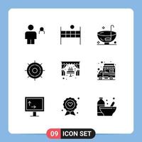 User Interface Pack of 9 Basic Solid Glyphs of cake ship wheel dinner ship thanksgiving Editable Vector Design Elements