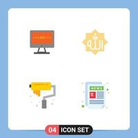 User Interface Pack of 4 Basic Flat Icons of tv calligraphy screen islam arts Editable Vector Design Elements
