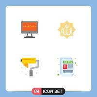 User Interface Pack of 4 Basic Flat Icons of tv calligraphy screen islam arts Editable Vector Design Elements