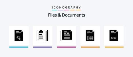 Files And Documents Glyph 5 Icon Pack Including document. account. notepad. office. file. Creative Icons Design vector