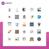 Mobile Interface Flat Color Set of 25 Pictograms of write document beauty creative women Editable Vector Design Elements