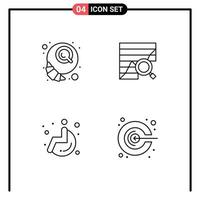 Group of 4 Filledline Flat Colors Signs and Symbols for breakfast graph morning analytics wheel Editable Vector Design Elements