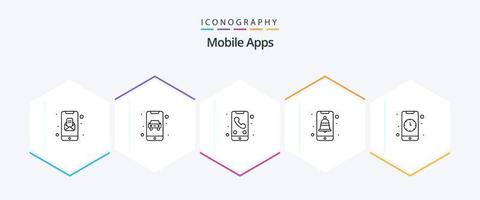 móvil aplicaciones 25 línea icono paquete incluso alarma. notificación. aplicación interfaz. vocación vector