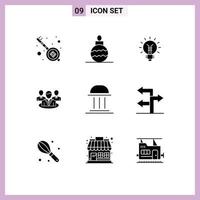 Modern Set of 9 Solid Glyphs and symbols such as architecture gossip bulb chat light Editable Vector Design Elements