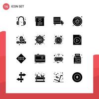 16 User Interface Solid Glyph Pack of modern Signs and Symbols of game box delivery cubes gluten Editable Vector Design Elements