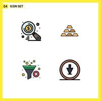 4 User Interface Filledline Flat Color Pack of modern Signs and Symbols of money reserve seo deposit filter Editable Vector Design Elements