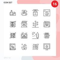 16 Universal Outlines Set for Web and Mobile Applications ui layout air design vehicles Editable Vector Design Elements