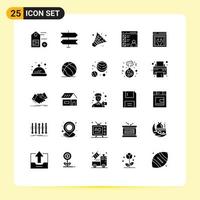 25 User Interface Solid Glyph Pack of modern Signs and Symbols of web maintenance web configuration game web advancement develop Editable Vector Design Elements