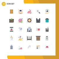 Pictogram Set of 25 Simple Flat Colors of security plus product search nature Editable Vector Design Elements