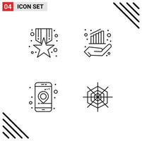 Group of 4 Filledline Flat Colors Signs and Symbols for award gps prize finance navigation Editable Vector Design Elements