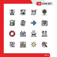 16 User Interface Flat Color Filled Line Pack of modern Signs and Symbols of business bangladash setting map magnetic Editable Creative Vector Design Elements