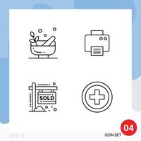 Pictogram Set of 4 Simple Filledline Flat Colors of grinding property spa printed income Editable Vector Design Elements