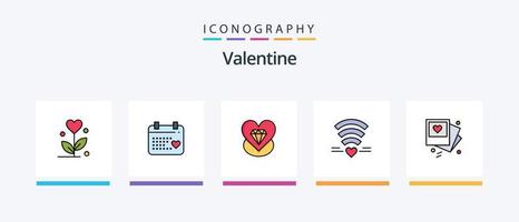 Valentine Line Filled 5 Icon Pack Including handbag. day. heart. valentines. waiting. Creative Icons Design vector