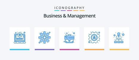 Business And Management Blue 5 Icon Pack Including network. hierarchical structure. strategy. hierarchical network. profile. Creative Icons Design vector