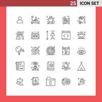 Mobile Interface Line Set of 25 Pictograms of gross economy cup mathematics calculating Editable Vector Design Elements