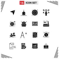 16 Universal Solid Glyph Signs Symbols of bucket target speed goals tool Editable Vector Design Elements