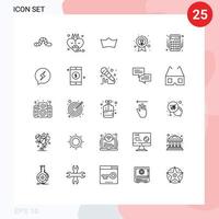 Universal Icon Symbols Group of 25 Modern Lines of accounting employee crown badge achievement Editable Vector Design Elements