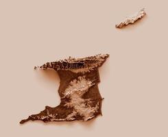 Map of Trinidad and Tobago in old style, brown graphics in a retro style Vintage Style. High detailed 3d illustration photo