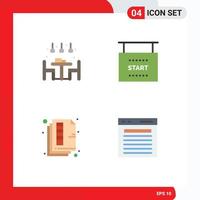 User Interface Pack of 4 Basic Flat Icons of home page dinner races print Editable Vector Design Elements